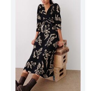 ba&sh soa floral midi dress black floral